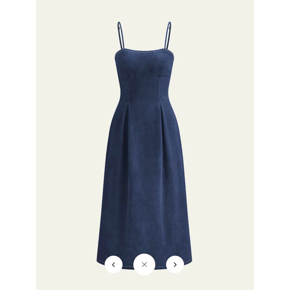 Commense Minimalist Zipper Denim Dress Sz M